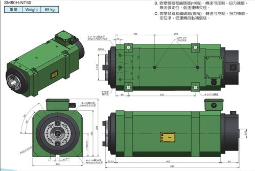 SM55 NT40 台湾翰坤hardy专用机床内藏式电主轴头